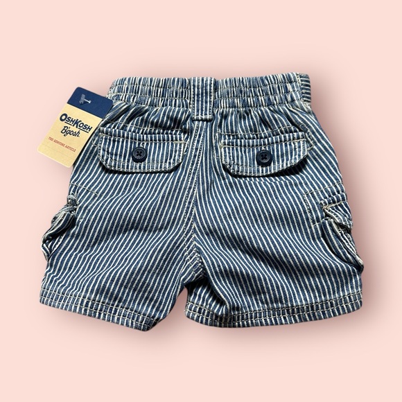 NWT Baby OshKosh B’Gosh Conductor Blue Stripe Cargo Shorts Size 6 Months - Picture 8 of 9